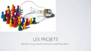 LES PROJETS
Binocle, S-Cue, Aartic, Formica, Coreff, Équi-libre...
 