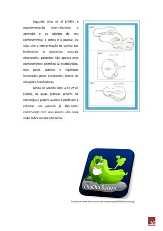 Segundo Lima et al (1999), a
experimentação            inter-relaciona        o
aprendiz    e       os    objetos     de      seu
conhecimento, a teoria e a prática, ou
seja, une a interpretação do sujeito aos
fenômenos       e        processos    naturais
observados, pautados não apenas pelo
conhecimento científico já estabelecido,
mas    pelos    saberes         e    hipóteses
levantadas pelos estudantes, diante de
situações desafiadoras.
       Ainda de acordo com Leite et al.
(2008), as aulas práticas servem de
estratégia e podem auxiliar o professor a
retomar um          assunto já       abordado,
construindo com seus alunos uma nova
visão sobre um mesmo tema.




                                            Extraído de: www.faveco.com.brwp-contentuploads200909chuchu.jpg




                                                                                                              16
 