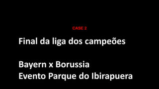 CASE 2

Final da liga dos campeões
Bayern x Borussia
Evento Parque do Ibirapuera

 