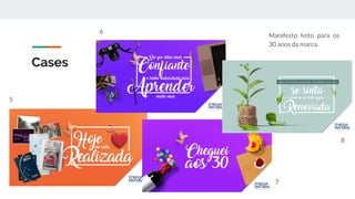 Cases
Manifesto feito para os
30 anos da marca.
5
6
7
8
 