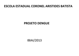 ESCOLA ESTADUAL CORONEL ARISTIDES BATISTA

PROJETO DENGUE

IBIAI/2013

 