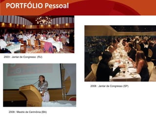 PORTFÓLIO Pessoal




2003 : Jantar de Congresso (RJ)




                                      2008 : Jantar de Congresso (SP)




    2008 : Mestre de Cerimônia (BA)
 