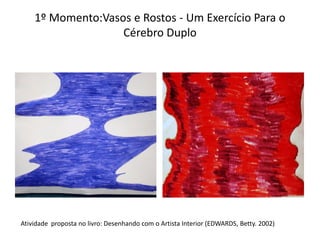 1º Momento:Vasos e Rostos - Um Exercício Para o
Cérebro Duplo
Atividade proposta no livro: Desenhando com o Artista Interior (EDWARDS, Betty. 2002)
 