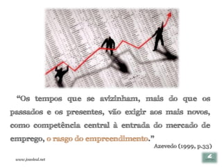 “Os tempos que se avizinham, mais do que os
passados e os presentes, vão exigir aos mais novos,
como competência central à entrada do mercado de
emprego, o rasgo do empreendimento.”
                                    Azevedo (1999, p.33)

 www.joaoleal.net
 