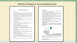 Modelo de Registro das atividades/aulas
 