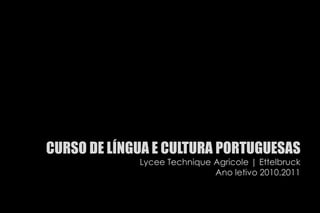 CURSO DE LÍNGUA E CULTURA PORTUGUESAS Lycee Technique Agricole | Ettelbruck Ano letivo 2010.2011 