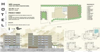 GROUNDFLOORPLANFIRSTFLOORPLAN
SECONDFLOORPLANTHIRDFLOORPLAN
ENTRY
3
R
D
Y
E
A
RR
S
E
M
2
SITE:CHANDIGADH
CLIENT:DR.VITHALVENKATESHKAMAL
SITEAREA:4561SQM
BUILTUP:680SQM
CONCEPT:
THEPLANNINGWASDONEFROMTHESHAPEOFALEGO
PROJECTBRIEF
CHANDIGARHIDCALLEDTHEFIRSTMODERNPLANNEDCITY
OFINDIA.
THEBRIEFWASTODESIGNABUSINESSHOTELINTHEINDUSTRIAL
SECTORI.ESECTOR18OFCHANDIGARHFORTHISEVERGROWING
TRADEANDBUSINESSCITY.
REQUIREMENTS:
1.ENTRANCELOBBY
2.RECEPTION
3.CLERK
4.MEETING
5.MANAGERSOFFICE
6.OWNERSOFFICE6.OWNERSOFFICE
7.COMMONTOILETS
8.KITCHEN
9.DINNING
10.LOUNGEANDBAR
11.BANQUETHALL
12.STAFF
13.SALONANDSPA13.SALONANDSPA
14.INDOORGAME
15.GYMNASIUM
16.SINGLEROOM
17.DOUBLEROOM
18.DELUXEROOM
FRONTELEVATION SIDEELEVATION
 