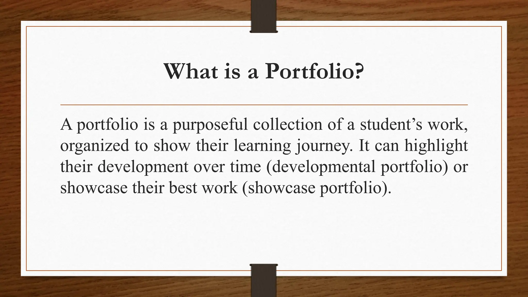Portfolio Pdf Educational Assessment Class Room Assessment Ppt
