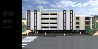 Commercial functions are
located on the ground floor.
The ground floor itself is
elevated by 0.5m to create
variety in heights along the
street view.
The first floor and
subsequent floors above it
protrude to shade the
ground commercial strip.
Each apartment block has
a variety of all 4 types of
apartments. From studios to
4 bedroom apartments.
1 9
u r b a n h o u s i n g
2 0
 