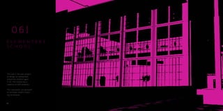 This was a 3rd year project
to design an elementary
school for children aged
5-12. The school has a
capacity of 300 students.
The classrooms are grouped
to facilitate modern teach-
ing techniques.
0 6
3 7
E L E M E N T A R Y
S C H O O L
 