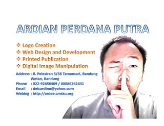 •   Official Website of Ganesha Publishing House (www.inspiringindonesia.com)
•   Ardian Perdana Putra’s Personal Blog (www.ardee.cmsku.org)
•   CV Ariega (under construction)
             g
•   Dwi Arianto Nugroho’s Personal website (www.dwi‐arianto.com)
•   Situs Angkatan 2003 ITB (www.itb2003.info)
•   Aggregator ‘Ayo Ngeblog’ (under construction)
      gg g       y g         g (                   )
•   Official Website of ‘Blogger Keadilan Sejahtera’ (www.bloggerkeadilan.com)
 
