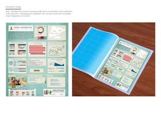 Information Design
Brief: Translate and convert municipal profile text to consumable visual material for
online and print. I developed and designed nine, for each provincial municipality.
Client: Department of CoGTA.
 