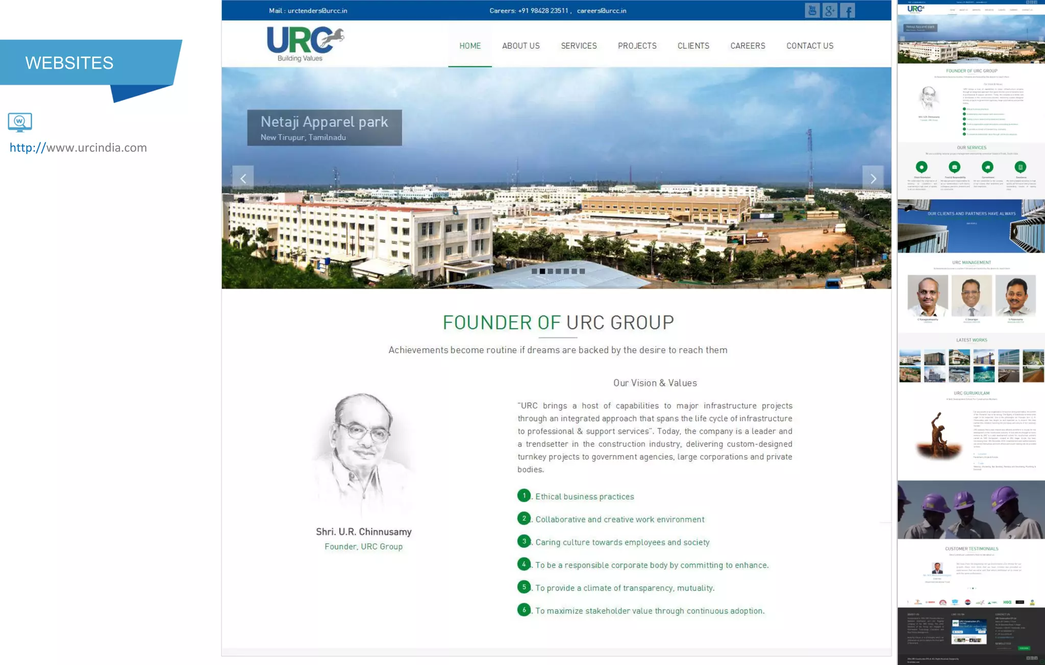 WEBSITES
http://www.urcindia.com
 
