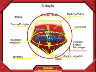 Brasão Diferencial Escudo/Proteção Moderno/Virtual Ferro, vitamina, magnésio cálcio Tecnologia elegancia Diversão Energia, radical Proteção Energia Tecnologia 