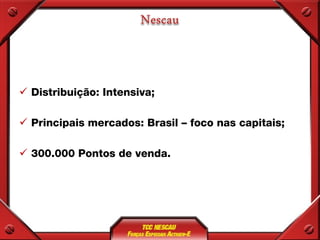 Distribuição: Intensiva; Principais mercados: Brasil – foco nas capitais; 300.000 Pontos de venda. 