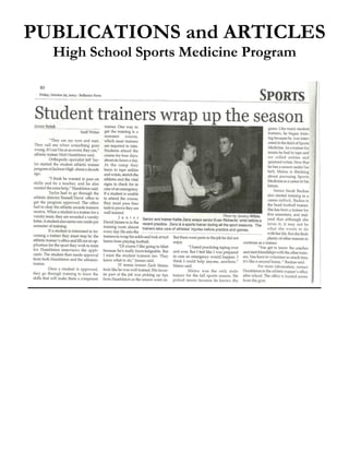 PUBLICATIONS and ARTICLES
  High School Sports Medicine Program
 