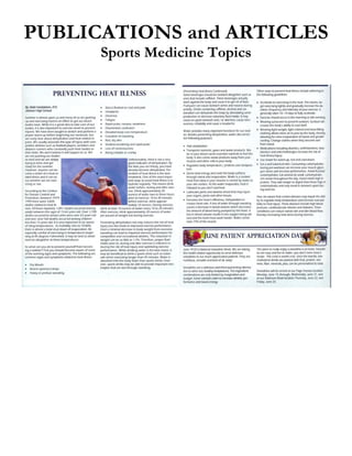 PUBLICATIONS and ARTICLES
      Sports Medicine Topics
 