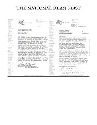 THE NATIONAL DEAN’S LIST
 