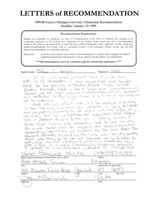 LETTERS of RECOMMENDATION
 