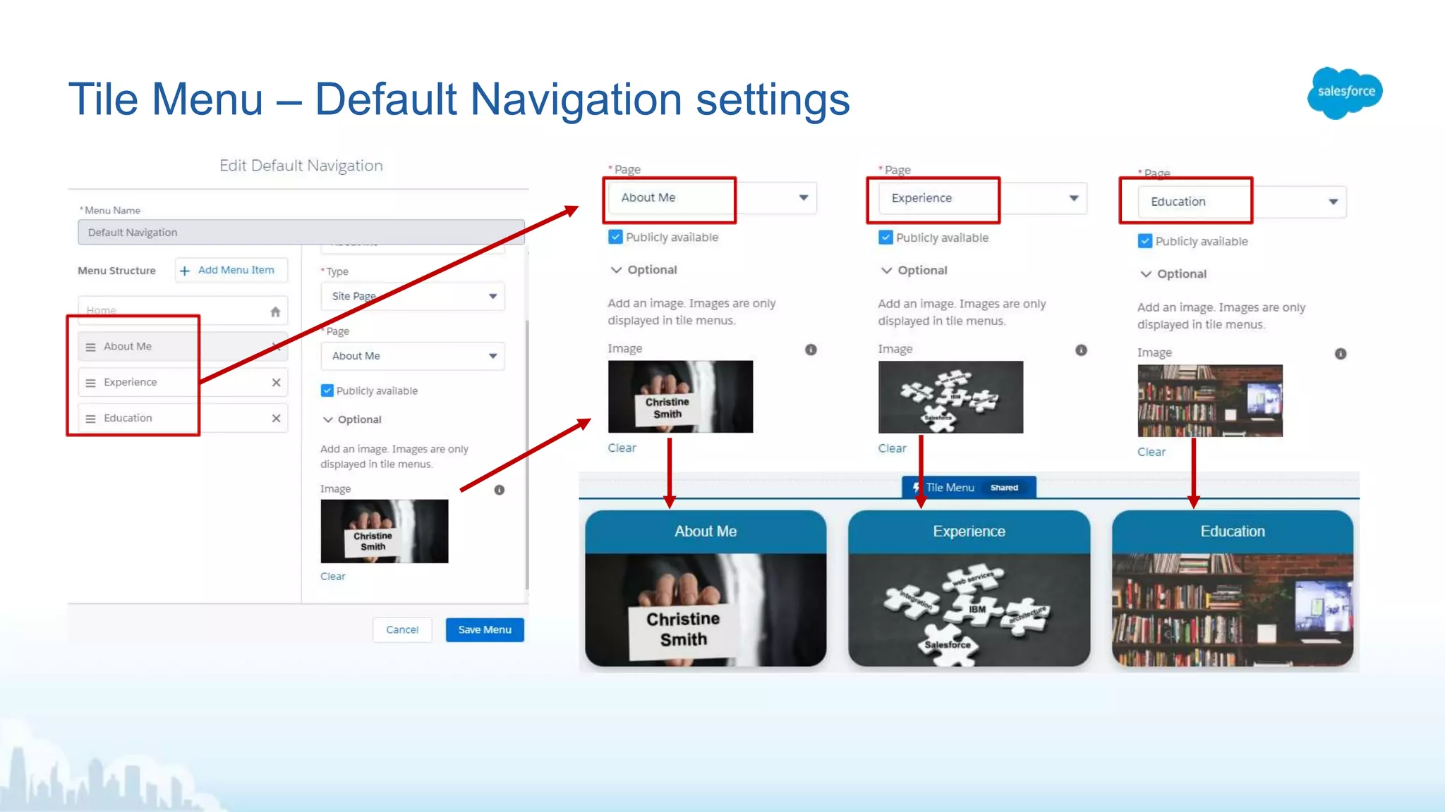 Tile Menu – Default Navigation settings
 