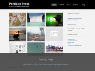 Portfolio Press
WordPress.org: http://wordpress.org/themes/portfolio-press
 