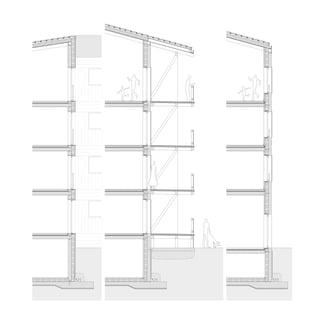 Atelier Grisel-Matter / Projet L3 / Juin 2017 / Rosset Justine
composition de façade
mur en béton désactivé
isolation thermique type XPS
barrière-vapeur
lattage
lames mélèze
20cm
20cm
-
6cm
2.4cm
composition du plancher
parquet mélèze
chape ciment
feuille de séparation PE
isolation phonique type swisspor roll EPS
isolation phonique type laine de verre
dalle en béton
crépi
2cm
8cm
-
2cm
3cm
20cm
1cm
composition de toiture
tuile flamande
comtre-lattage
lattage
étanchéité
isolation laine de verre compressée
pare-vapeur
lambris mélèze
8cm
4cm
6cm
-
20cm
-
2.4cm
composition de façade
mur en béton désactivé
isolation thermique type XPS
barrière-vapeur
plâtre
crépi
20cm
20cm
-
6cm
1cm
composition du plancher
parquet mélèze
chape ciment
feuille de séparation PE
isolation phonique type swisspor roll EPS
isolation phonique type laine de verre
dalle en béton
crépi
2cm
8cm
-
2cm
3cm
20cm
1cm
composition du radier
chape ciment apparente
feuille PE
isolation thermique type XPS
étanchéité bitumineuse
radier en béton
béton de propreté
8cm
-
20cm
-
20cm
5cm
composition du mur de sous-sol
protection mécanique type Delta-MS
étanchéité bitumineuse
mur en béton
isolation thermique type XPS
barrière-vapeur
plâtre
crépi
-
-
20cm
20cm
-
8cm
1cm
composition du plancher de terrasse
madrier mélèze taillé en U
solivage
10cm
20cm
composition de toiture
tuile flamande
comtre-lattage
lattage
étanchéité
isolation laine de verre compressée
pare-vapeur
lambris mélèze
8cm
4cm
6cm
-
20cm
-
2.4cm
composition de façade
bardage mélèze horizontal
isolation thermique type XPS
mur en béton armée
béton ciré
2cm
20cm
20cm
1cm
composition du plancher
résine époxy
chape ciment
feuille de séparation PE
isolation phonique type swisspor roll EPS
isolation phonique type laine de verre
dalle en béton
béton ciré
2cm
8cm
-
2cm
3cm
20cm
1cm
composition du radier
chape ciment apparente
feuille PE
isolation thermique type XPS
étanchéité bitumineuse
radier en béton
béton de propreté
8cm
-
20cm
-
20cm
5cm
composition du mur de sous-sol
protection mécanique type Delta-MS
étanchéité bitumineuse
mur en béton
isolation thermique type XPS
mur en béton apparent
-
-
20cm
20cm
20cm
composition de toiture
tuile flamande
comtre-lattage
lattage
étanchéité
isolation laine de verre compressée
pare-vapeur
lambris mélèze
8cm
4cm
6cm
-
20cm
-
2.4cm
Travée sur atrium 1:20 Travée sur loggia 1:20 Travée sur façade béton 1:20
Photo de référence balconsBéton désactivé vertSchéma du système porteur Schéma du périmètre isolé
 