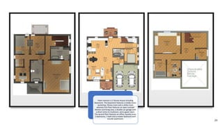Patel mansion is 2-Storey House including
Basement. The basement features a media room,
workshop, fitness room and a utility room
whereas first floor features an open concept
Kitchen and living area, a double car garage with
a direct entry to mudroom, and a guest room.
The second floor features an office, laundry area,
2 bedrooms, 1 bath and a master bedroom with
ensuite washroom.
23
 
