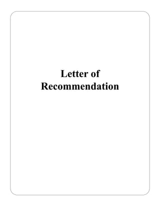 Letter of
Recommendation
 
