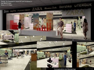 Conceptualize and Renderings Design 3d Prepared in AutoCAD and rendered in  3ds  MAX(Vray ) Done in 4-5 Days.  