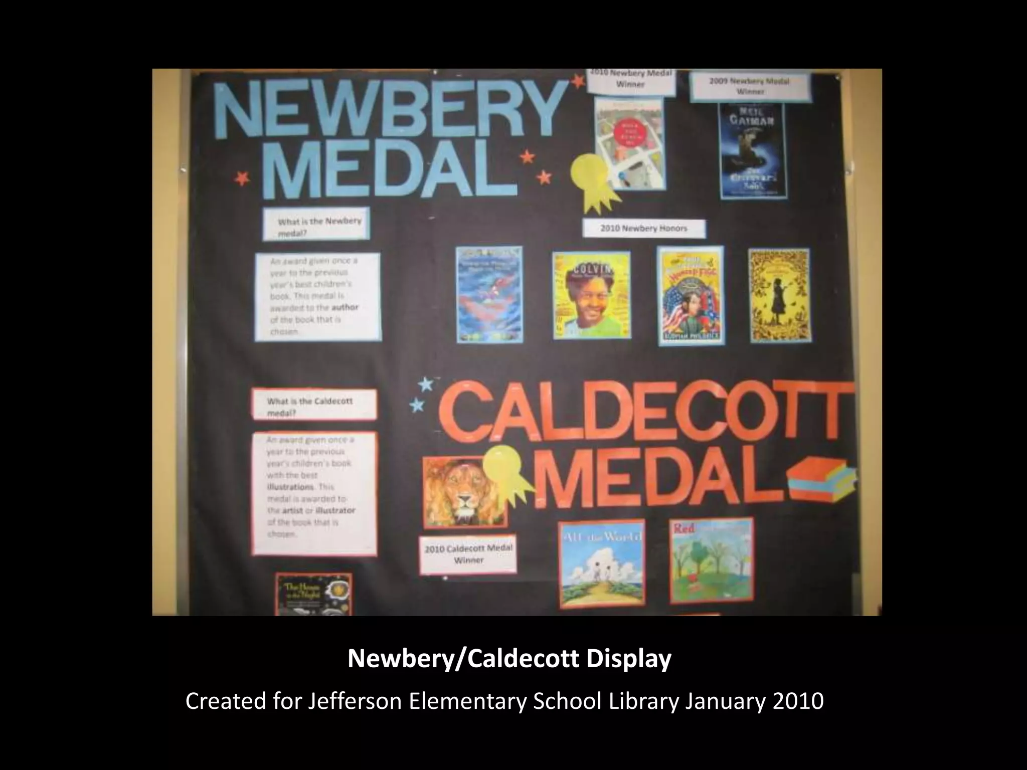 Newbery/Caldecott DisplayCreated for Jefferson Elementary School Library January 2010