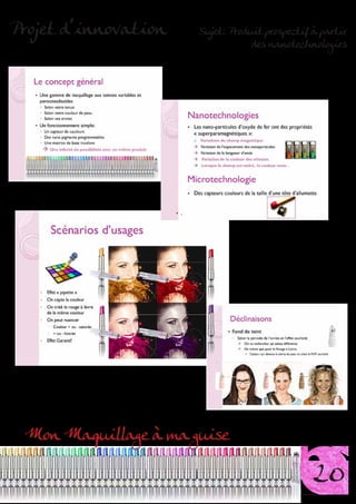 Projet d’innovation   Sujet: Produit prospectif à partir
                                  des nanotechnologies




 Mon Maquillage à ma guise

                                                20
 