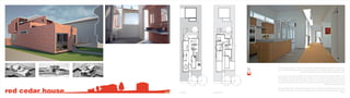DN




                                                                                       150’
                                                        UP
                                        open to below




                                                                                  DN
                                                             DN
                                                                                              N
                                                                                                  very constraining site (42' x 150') to which I designed based on fitting the program to the site. you
                                                                                                  can see very distinct programs from the exterior based on free flowing program as it dictates form.
                                                                                                                                    the exterior fenestration allows an idea of what is happening inside.

                                                                                                  to counter so much public interaction and lack of privacy on the first floor, the West facade is very
                                                                                                  dominating and has very specific window placement. it is a shield to the public and you can see
                                                                                                  in the massing models of the East facade you see how much more private it feels and broken up
                                                                                                  into smaller spaces denoting a comfort level where you face another neighbor instead of two public
                                                                                 42’
                                                                                                                                                                      venues like the West and South.




red cedar house
                                                                                                  the long hallway serves as the organizing device within the otherwise free flowing main floor. one is
                                                                                                  pulled down the hall by the view of the garage at the end and by the light wall opening in the floor
                  S1|Y3   first floor                             second floor                                                                                                                  above.
 