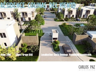 Localisation: Santo Domingo, République DominicaineAnée: 2016 Client: Grupo BAK
CARLOS PAZa r c h i t e c t e
RÉSIDENCE COLINAS DEL VIENTO
 