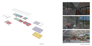 Atrio
Corredor
Fachada principal/ginásio
Perspectivas renderizadas
Setorização
 