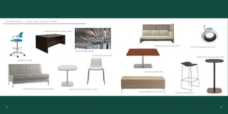 F U R N I T U R E + L I G H T I N G S E L E C T I O N S
Coalesse Millbrae Contract Lounge Seating Coalesse Enea Lottus Conference Table
Coalesse Enea Lottus Chair
Steelcase QiVi Chair
Steelcase Campfire Conference Table
Arktura Soundbar Lighting
Coalesse Lagunitas Table
Coalesse Lagunitas Lounge Seating
Juno 6-inch Recessed Down Light
Coalesse Millbrae Contract Bench
Coalesse Last Minute Stool
Coalesse Enea Lottus Bar Height Table
14 15
 