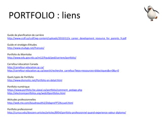 PORTFOLIO
SE PRESENTER
Les annexes sont souvent le
miroir de ma personnalité.
Les notes
Les tests et multi-checks
Les attestations
Les rapports de stage
Importance des rapports de stage
Le dossier
 