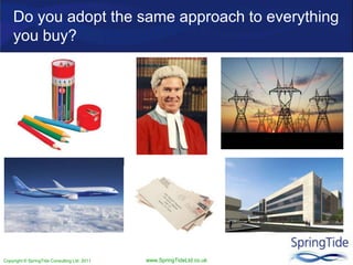 Copyright © SpringTide Consulting Ltd 2011 www.SpringTideLtd.co.uk
Do you adopt the same approach to everything
you buy?
 
