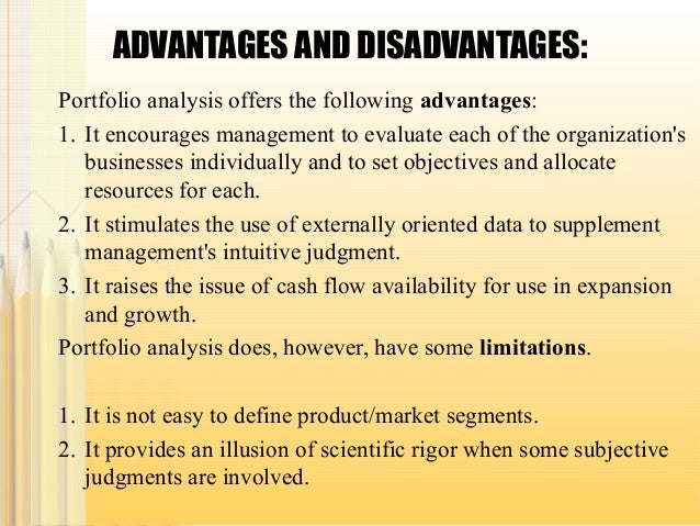 Advantages And Disadvantages Of Portfolio Analysis The