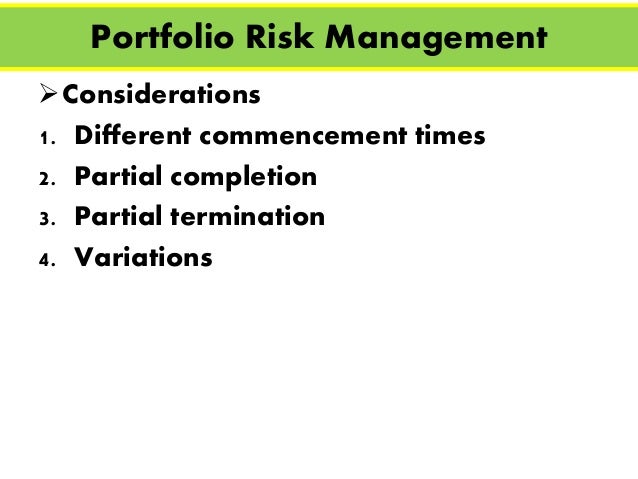 Portfolio analysis and cash flows