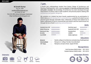 under grad. Portfolio and resume sarath kumar