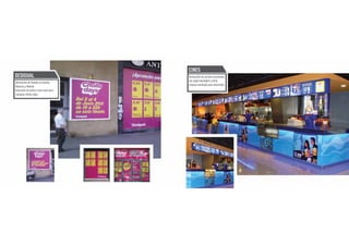 CINES
DESIGUAL                               Decoración de carteles luminosos
                                       con papel backlight y vinilo
Decoración de tiendas en Sevilla,
                                       impreso laminado para mostrador.
Valencia y Madrid.
Impresión de vinilo y lona mate para
campaña Chollo days.
 