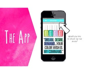 The App

Would you like
to check out our
menu?

 