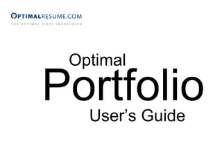 Optimal Portfolio User’s Guide 