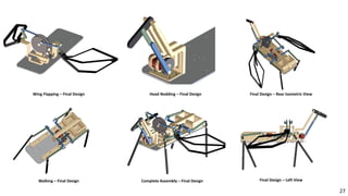 Wing Flapping – Final Design Head Nodding – Final Design Final Design – Rear Isometric View
Walking – Final Design Complete Assembly – Final Design Final Design – Left View
27
 