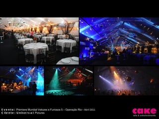 Evento:  Premiere Mundial Velozes e Furiosos 5 – Operação Rio -  Abril 2011 Cliente: Universal  Pictures 