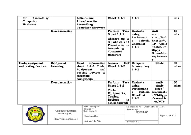 TM 1 TESDA Portfolio Computer Systems Servicing NC II | PDF ...