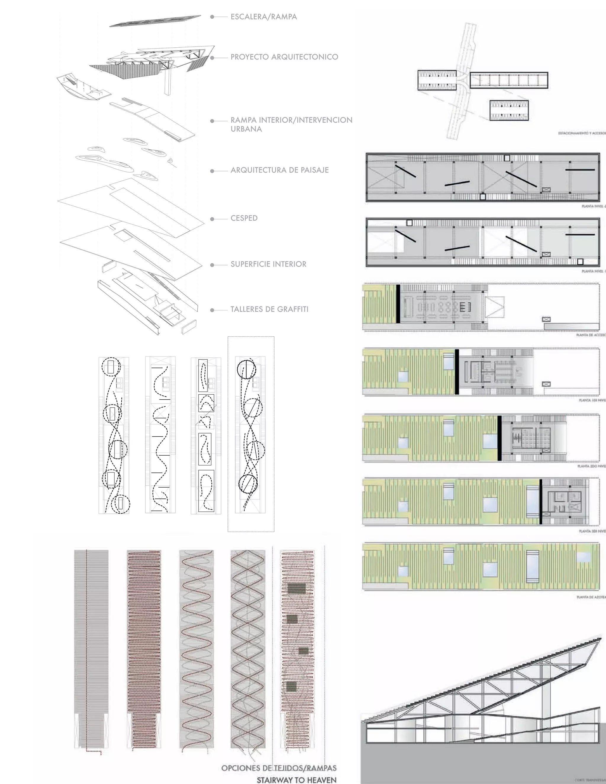 ESCALERA/RAMPA




PROYECTO ARQUITECTONICO




RAMPA INTERIOR/INTERVENCION
URBANA




ARQUITECTURA DE PAISAJE




CESPED




SUPERFICIE INTERIOR




TALLERES DE GRAFFITI




                              83
 