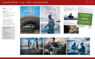 LET THE ADVENTURE BEGIN
FIGHTERWING  ACTURE PARK PRESENTS
ACTUREPARK.DK
KOM HELT TÆT PÅ F-16 JAGERNE
MED EN GUIDET RUNDTUR
LET THE ADVENTURE BEGIN
SNORKELSAFARI  ACTURE PARK PRESENTS
ACTUREPARK.DK
DYK NED OG OPDAG LIVET
UNDER HAVOVERFLADEN
Projekt:
ACTURE PARK, Haderslev
Beskrivelse:
ACTURE PARK samler en bred vifte
af actionbaserede
oplevelser i Haderslev Kommune.
Oplevelsesparken strækker sig fra
Vojens til Haderslev.
Her kan du opleve Danmarks
længste gokart bane, det
højeste klatretårn, den bedste
skøjtearena, F16-jagerne,
Skandinaviens største gadesports-
mekka StreetDome og mange flere
oplevelser med puls.
Mine ansvarsområder:
· Projektledelse
· Fotograf
· Video
· Grafisk design
· Kampagne oplæg
· Opdatering af hjemmeside
· Contentplaner
· Udvikling af content
· Kontakt til aktører og
samarbejdspartnere
GRAFISK DESIGNFOTOFILMPROJEKTLEDELSE D E A S I E V E R T S E N
P O R T F O L I O
 