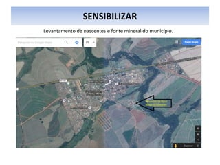 SENSIBILIZAR
Levantamento de nascentes e fonte mineral do município.
 