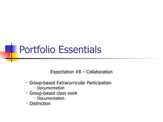 Portfolio Essentials: Expectation 8
